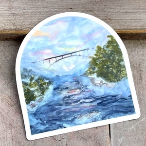 Watercolor Fog at New River Gorge Bridge WV Vinyl waterproof sticker decal