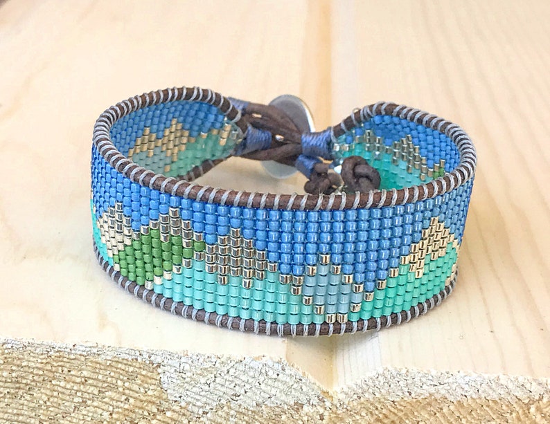 Abstract Mountain Bead Woven Loom Bracelet beaded mountain Etsy