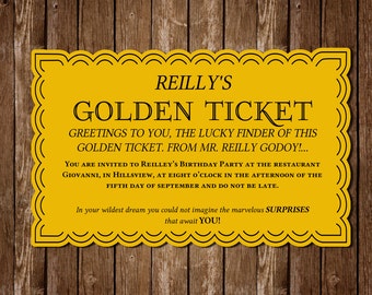 Download ORIGINAL Wonka's Golden Ticket Inspired PDF Invitation - Bought Once, Print as Many as You Need