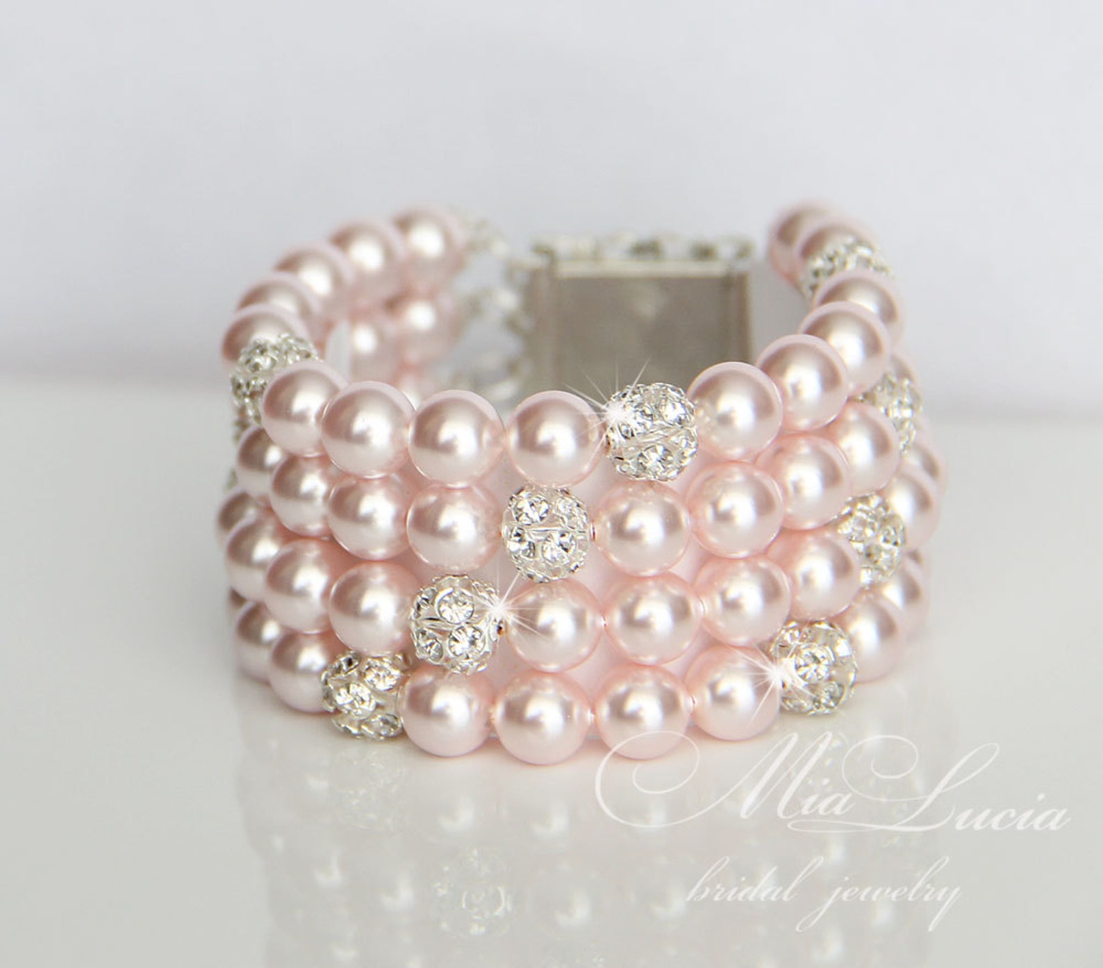 Light Pink Bridal Jewelry Set Rosaline Swarovski Pearl Bridal Etsy