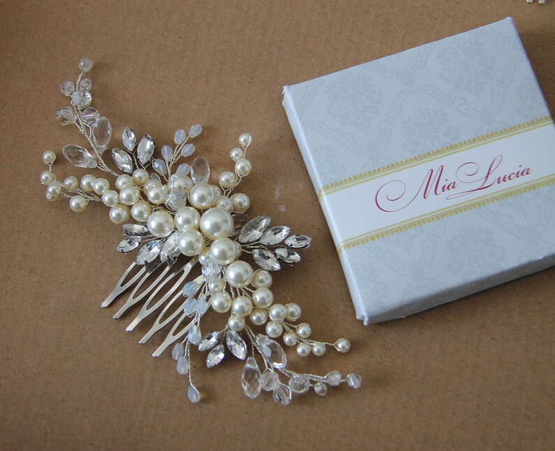 Pearl Crystal comb Wedding Comb Pearl Comb for brides h10 Pearl Bridal Comb Wedding Hair Accessory Wedding Hair Comb and earrings set