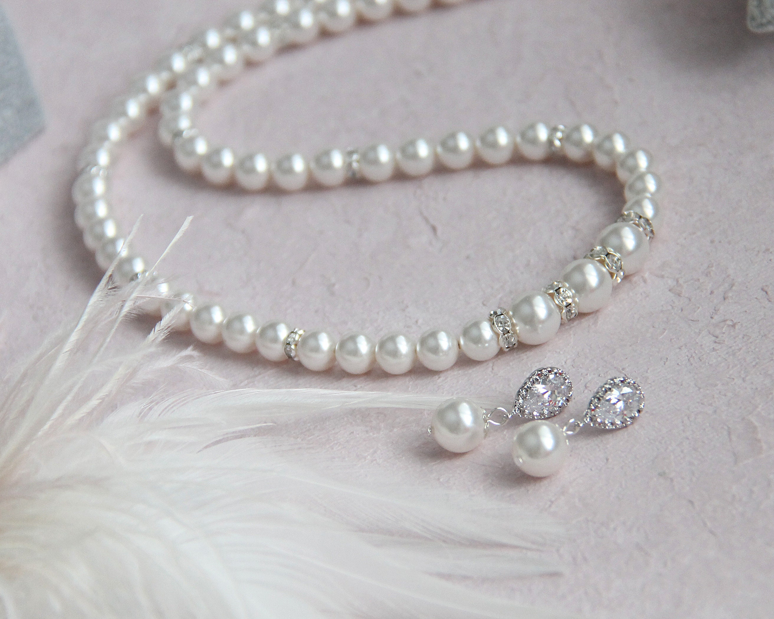 Pearl Necklace / Bridal necklace pearl / Wedding necklace for Etsy