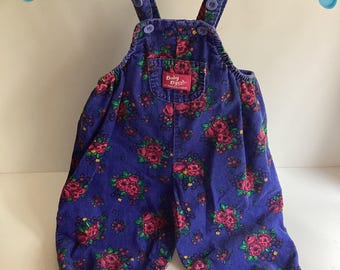 Vintage OSHKOSH Baby B Gosh 18M Girls Corduroy Purple Floral