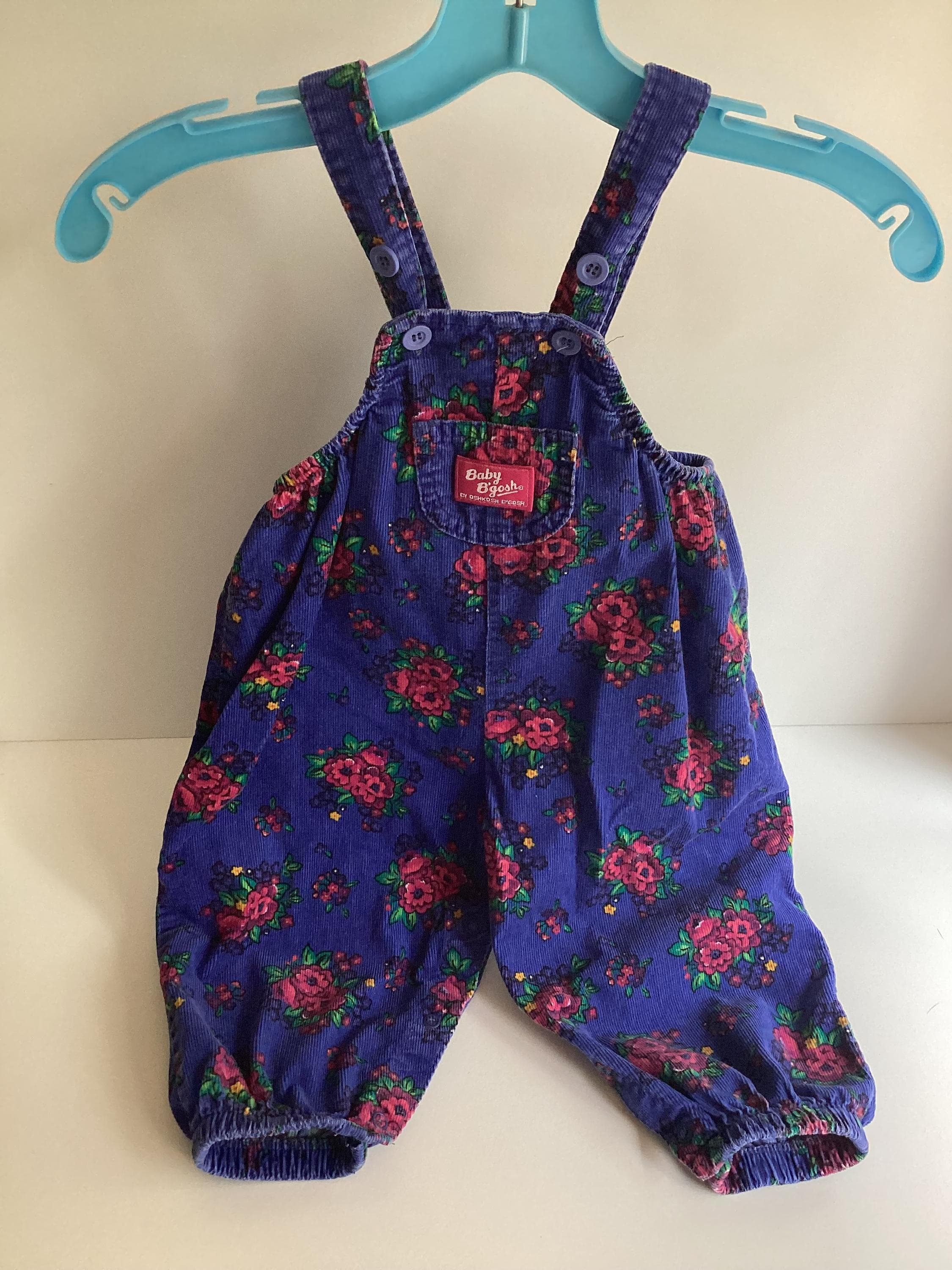 Vintage OSHKOSH Baby B Gosh 18M Girls Corduroy Purple Floral