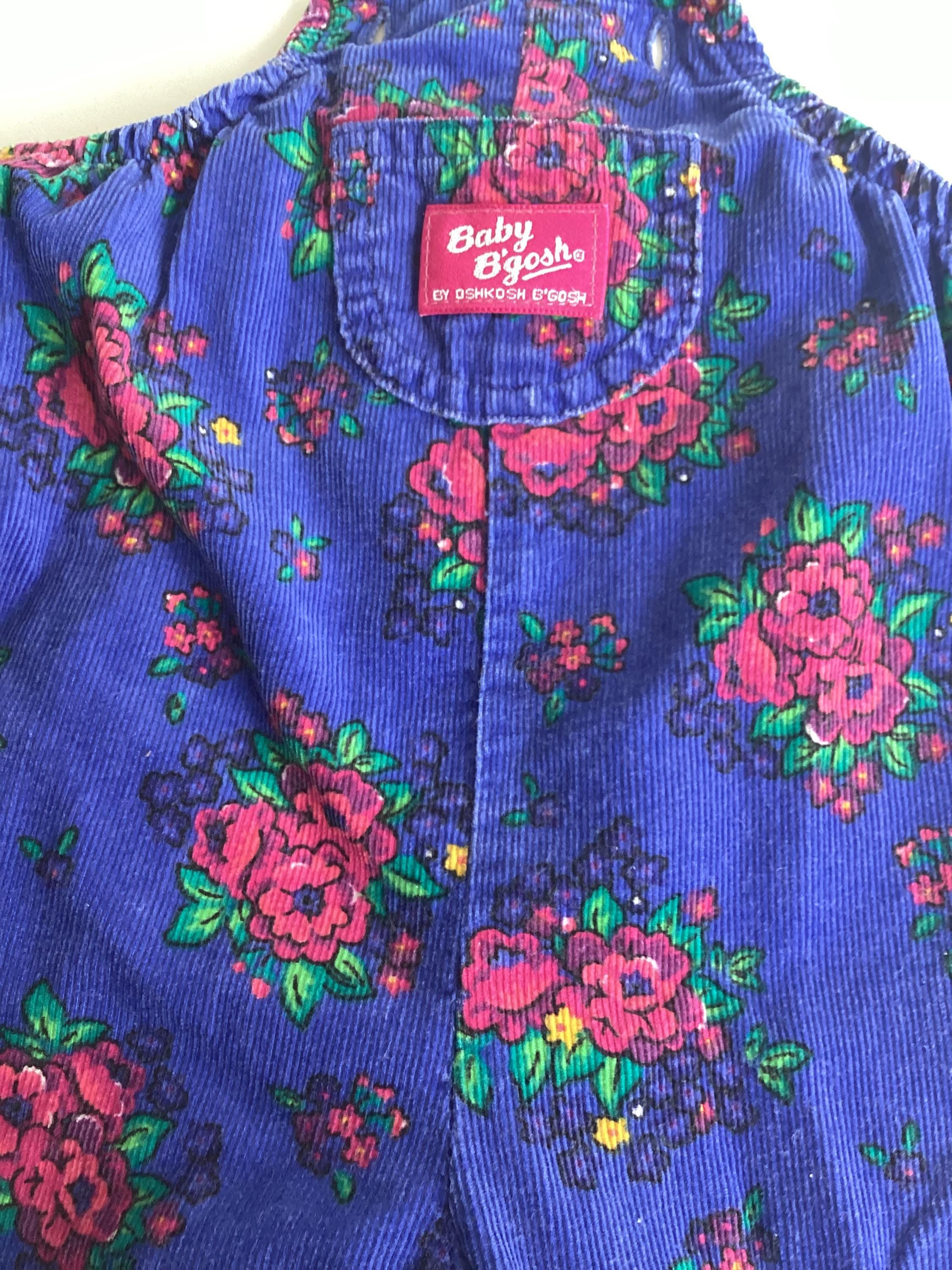 Vintage OSHKOSH Baby B Gosh 18M Girls Corduroy Purple Floral