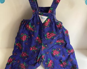 Vintage OSHKOSH Baby B Gosh 18M Girls Corduroy Purple Floral