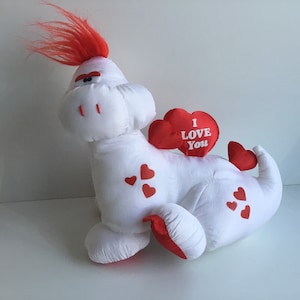 Vintage DAN DEE Puffalump Style Nylon Dragon/Dinosaur Valentine’s Plush