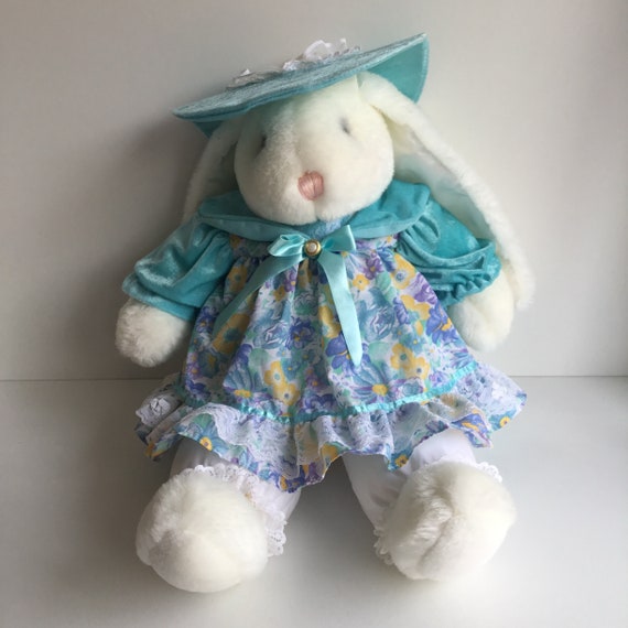 Vintage DAN DEE Pastel Floral Lace Fancy Girl Bunny Plush Etsy