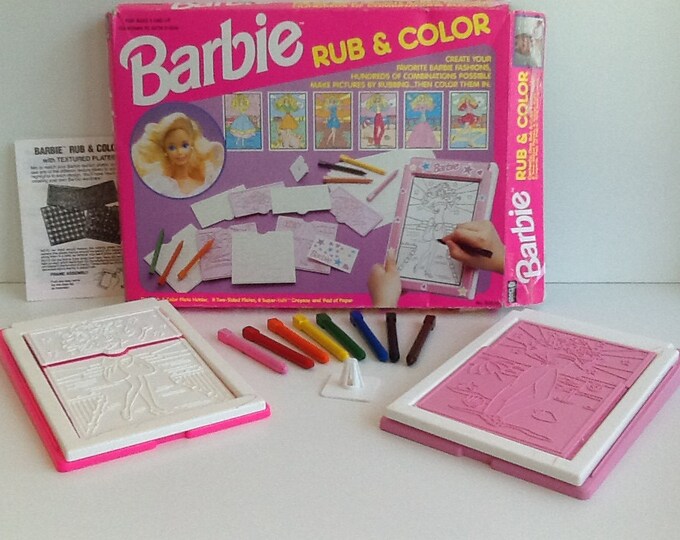 1992 BARBIE Rub & Color Fashion Plates Complete Set With Extras Etsy