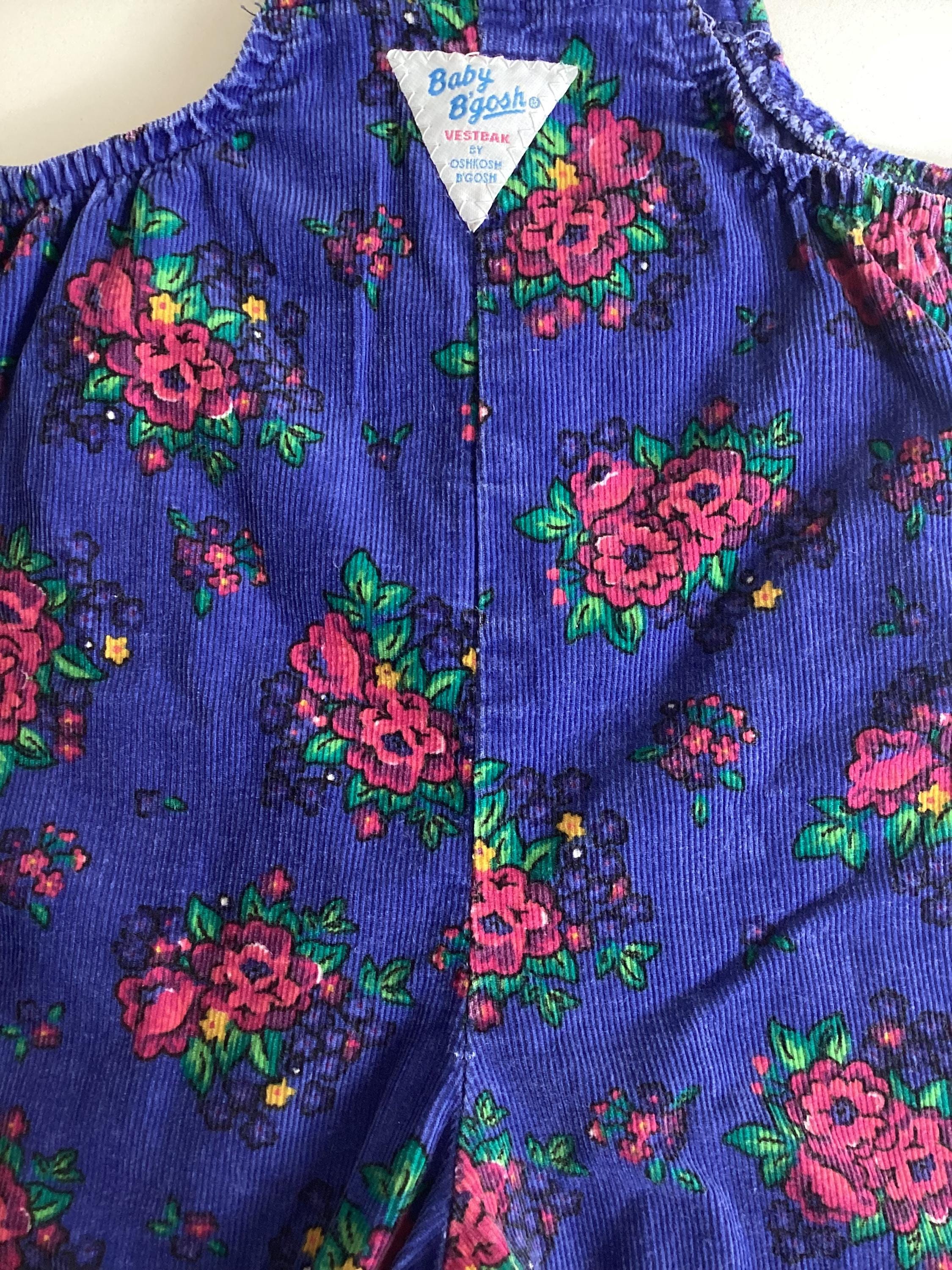 Vintage OSHKOSH Baby B Gosh 18M Girls Corduroy Purple Floral