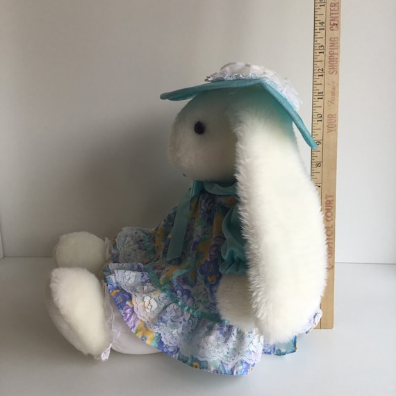 Vintage DAN DEE Pastel Floral & Lace Fancy Girl Bunny Plush
