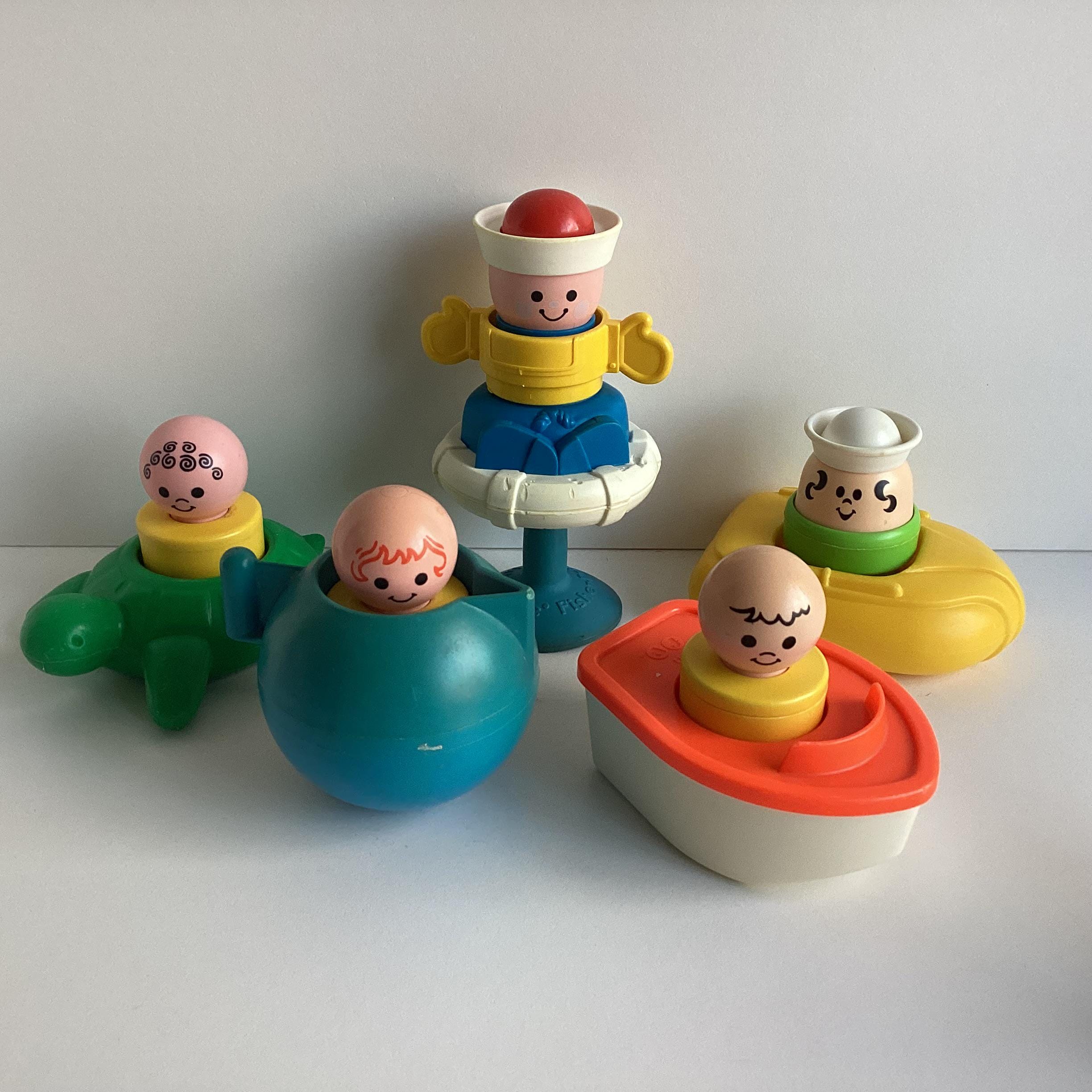 Lotto di giocattoli da bagno vintage Fisher Price FLOATING FAMILY