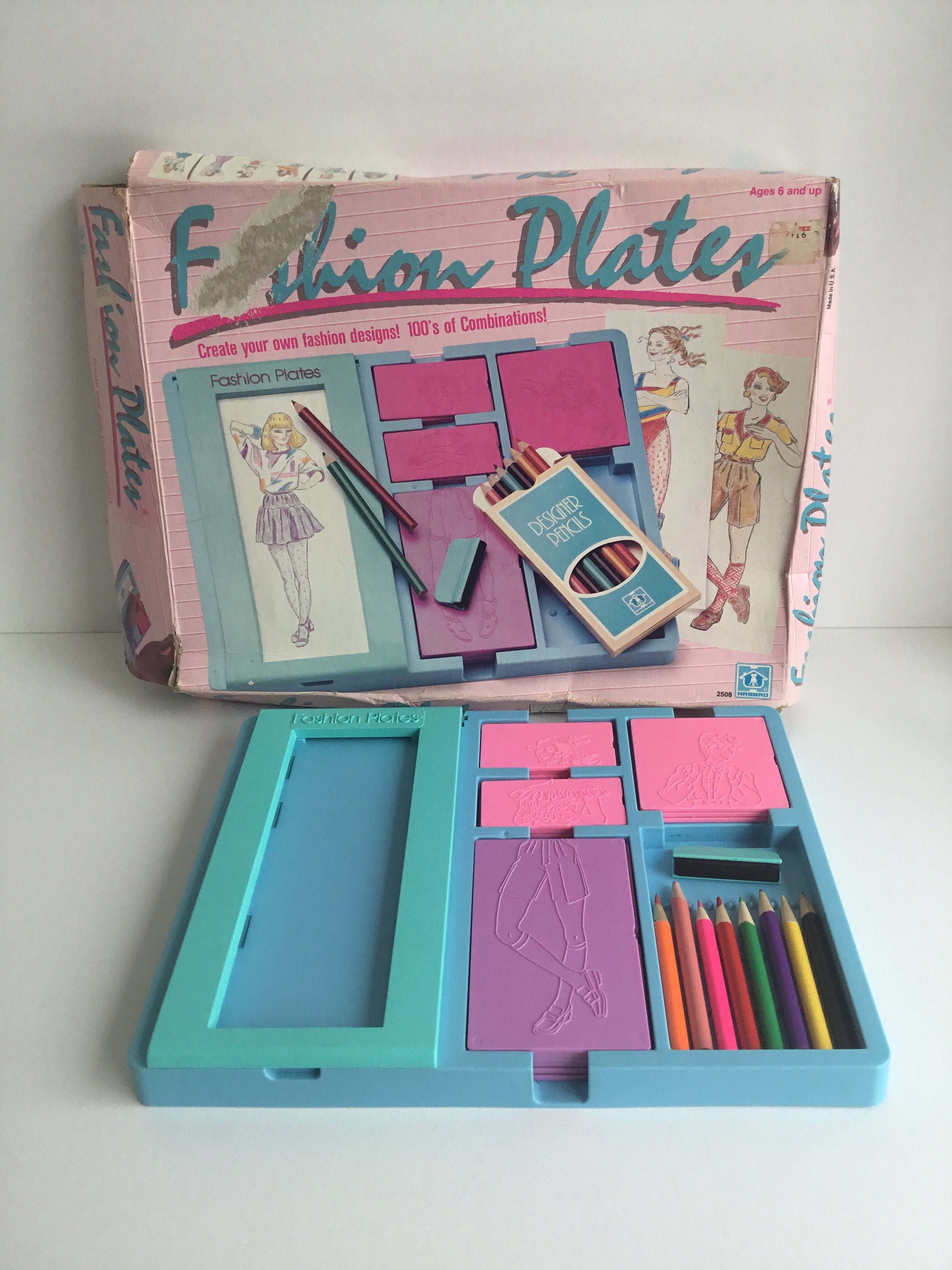 Vintage Hasbro FASHION PLATES Drawing Toy Complete Set 1980s