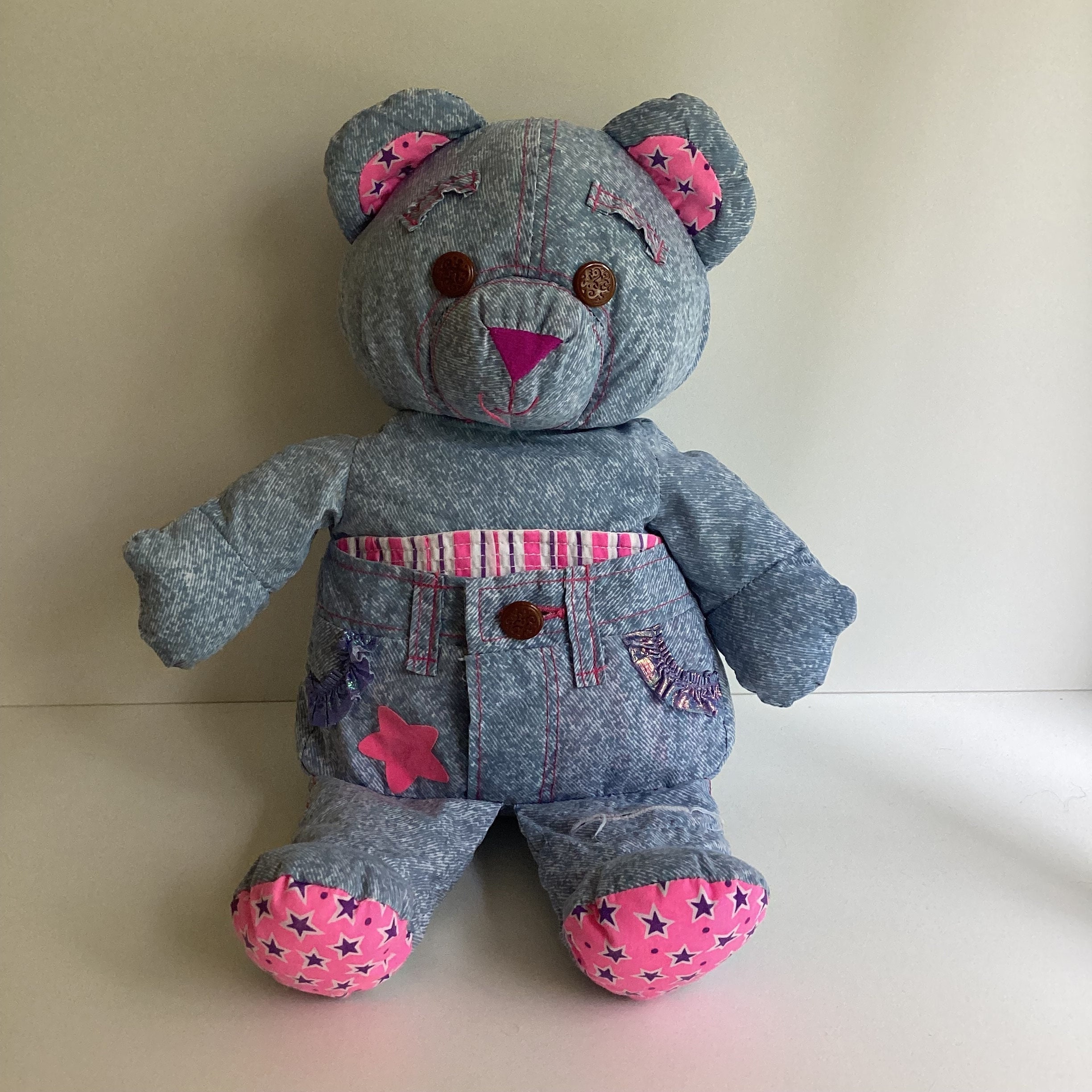 Original 90s Tyco Blue Denim DOODLE BEAR - Etsy