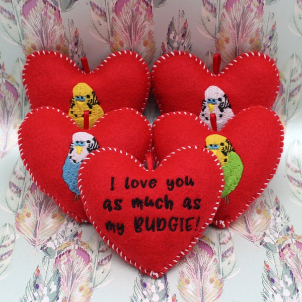 BUDGIE VALENTINE or DECORATION Heart; Personalised options available
