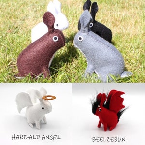 FELT BUNNY PLUSH  vegan felt bunny Imp with stuffing made from recycled plastic bottles