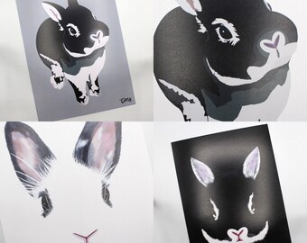 BUNNY ART PRINTS Original Artwork A4 Prints