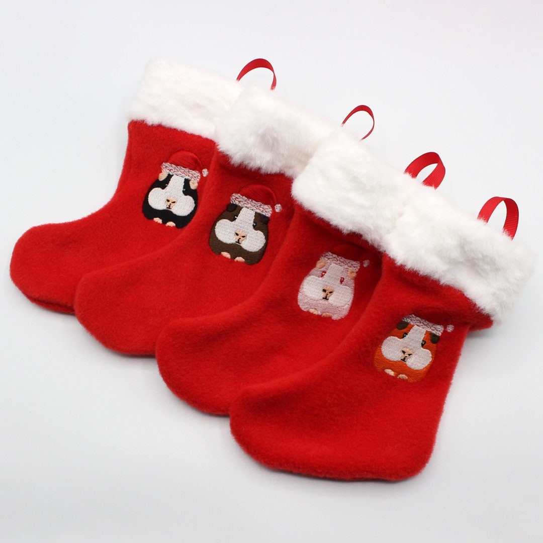 GUINEA PIG CHRISTMAS Stocking Handmade and Embroidered Mini Pet