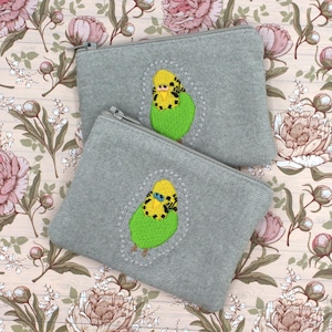 グリーン バギー コインケース 刺繍入り 手作り 男性または女性用