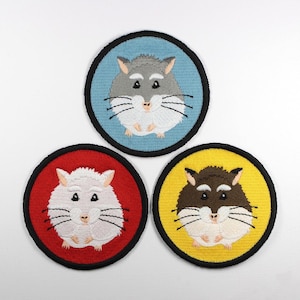 DWARF HAMSTER PATCHES Sew on; Personalised or non personalised versions available