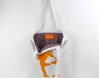 SQUIRREL BAG Screen Printed and fully lined HANDMADE