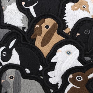 BUNNY RABBIT PATCHES. Netherland Dwarf, Lop Eared, Lionhead and Dutch Sew On patches