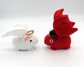 Felt Guinea Pig Plush Angel or Devil Handmade Vegan Toy