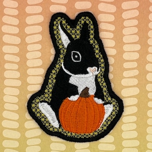 BUNNY PUMPKIN PATCH Embroidered Sew on