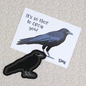 CROW PATCH embroidered Sew on or POSTCARD sized print