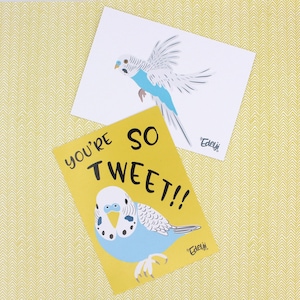 BUDGIE ORIGINAL ART Impresiones/ impresiones tamaño postal en blanco (A6)