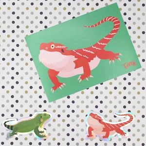 Holographic Bearded Dragon or Iguana Vinyl Sticker - A6 Print Available