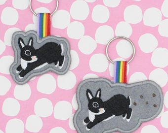 NETHERLAND DWARF KEYCHAIN handmade bunny keyrings jumping version