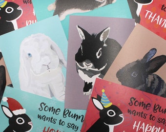 BUNNY ART PRINTS Original Artwork Postcard size, A4 or A7