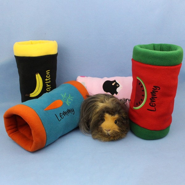 PERSONALISED PET TUNNELS Small Animal Fleece tube, Squishy Snug with non personalised available