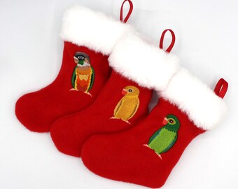 Personalized Cozy Cardinal Christmas Stocking, Embroidered