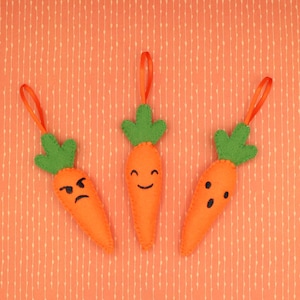 EMOTIONAL FELT CARROTS Decorations Vegan felt hanging with Recycled bottle stuffing
