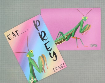PRAYING MANTIS PRINTS Original Art Prints/ Postcard size (A6)