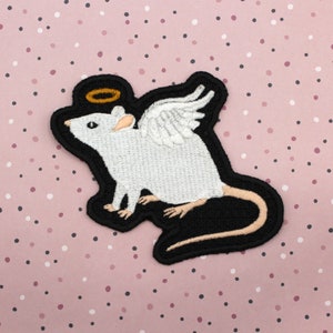 RAT / MOUSE ANGEL, Embroidered patch Sew on