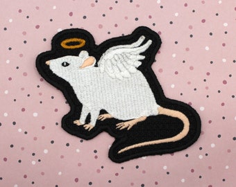 RAT / MOUSE ANGEL, Embroidered patch Sew on
