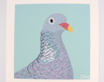 PIGEON ART PRINT Signed Giclee with mount