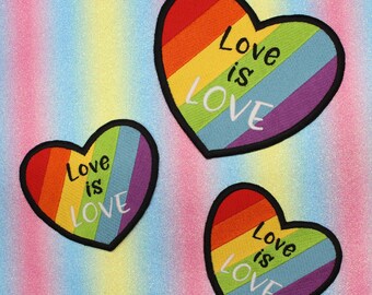 PRIDE PATCHES Love is LOVE Sew on embroidered patches