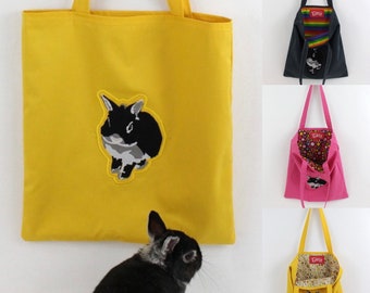 EMBROIDERED NETHERLAND DWARF Bunny Carlton Bag; fully lined