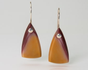 Mookaite Jasper Sterling Silver Earrings, Modern Geometric Design