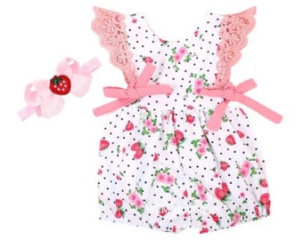 baby girl strawberry romper
