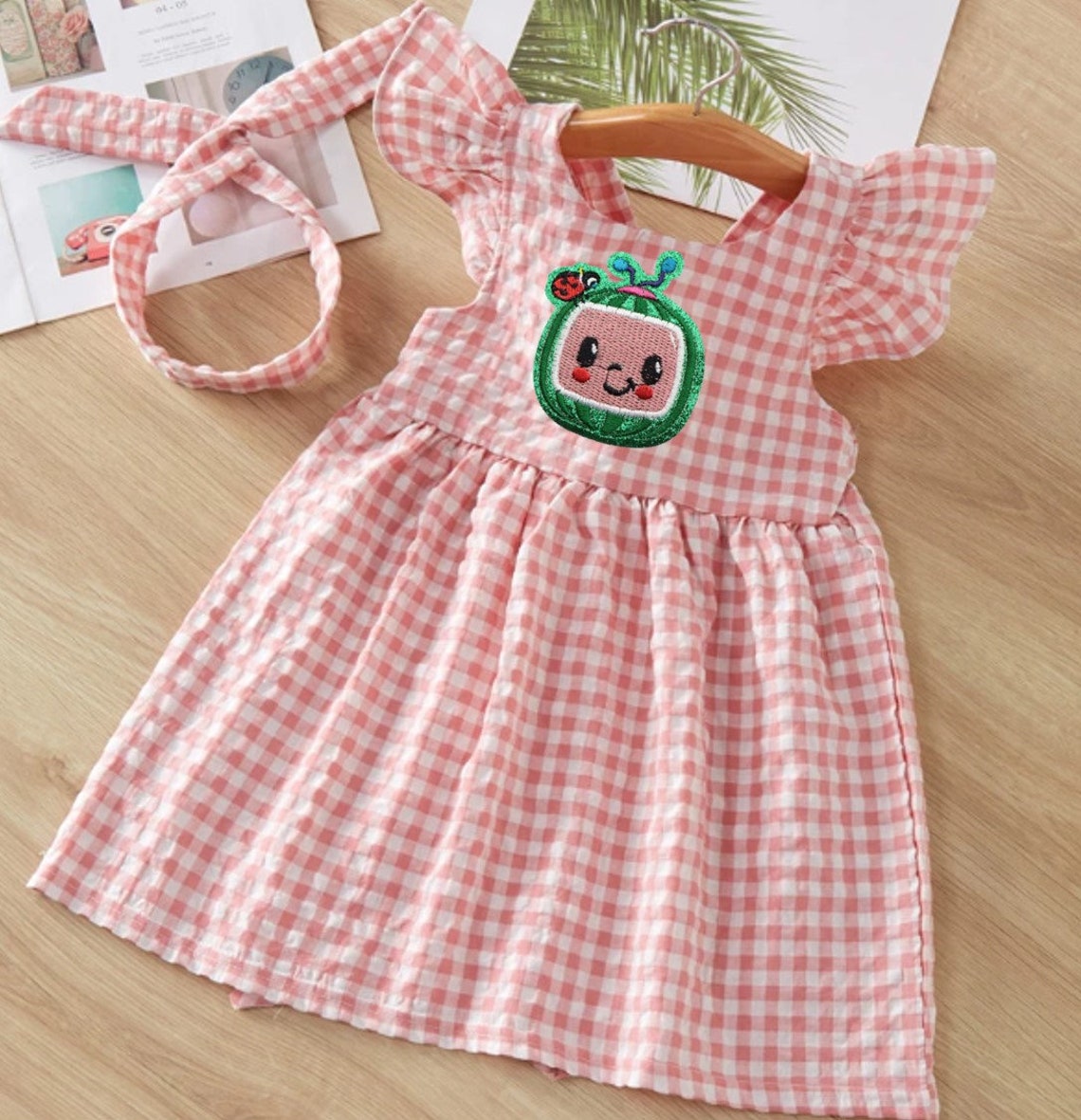 Cocomelon Pink Gingham Baby Girl Dress Clothes Set Photoshoot | Etsy