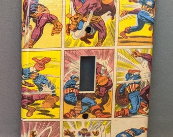 Oversize Captain America comic book superhero light switch cover