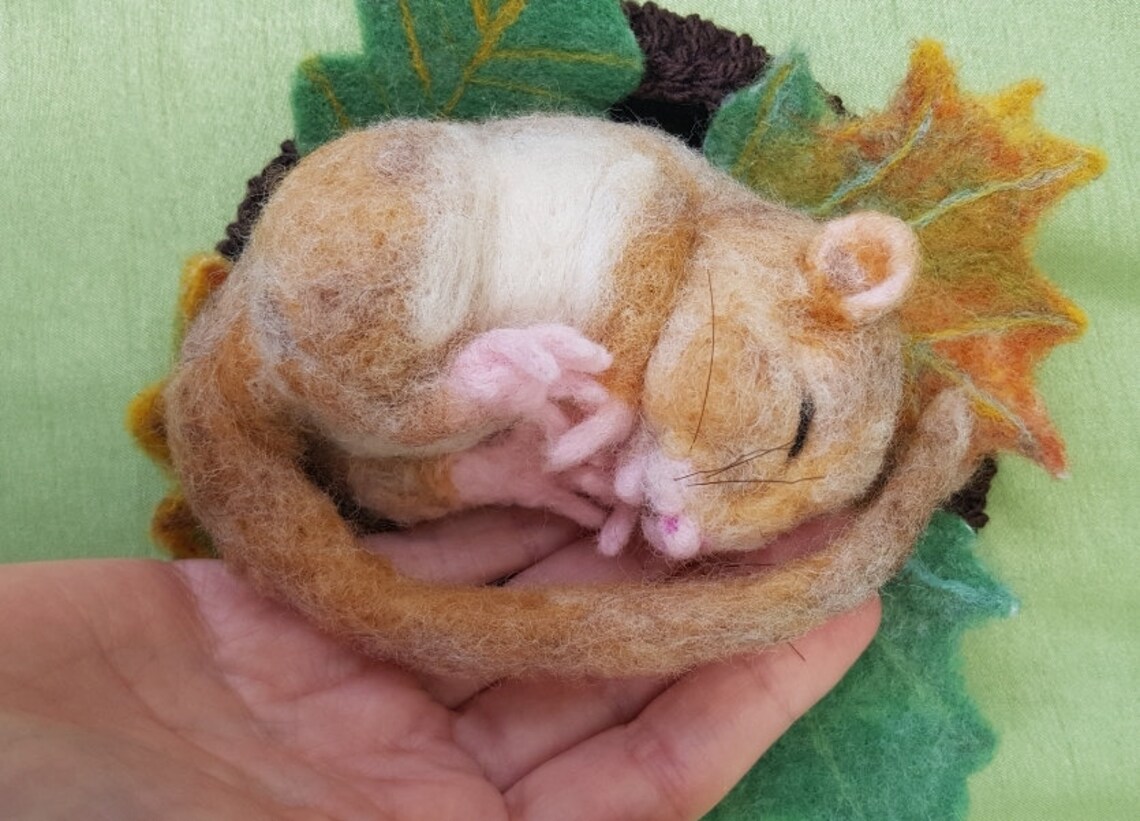 Needle Felted Dormouse Sleeping Made to Order Etsy