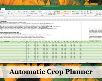 Automatic Crop Planner Excel Sheet | Garden Planner | Farm Planner Download