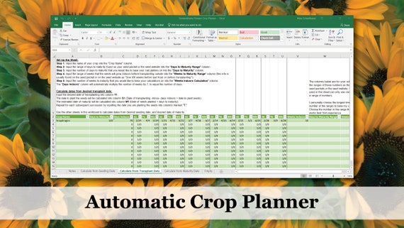 Automatic Crop Planner Excel Sheet | Garden Planner | Farm Planner Download