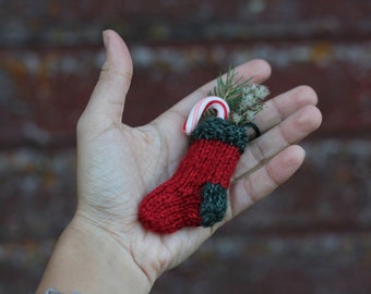 Mini Knit Stocking Christmas Tree Ornament